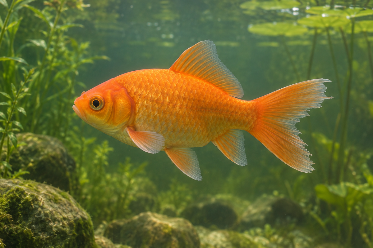 Illustration d’un poisson rouge présentant un bord de nageoire irrégulier