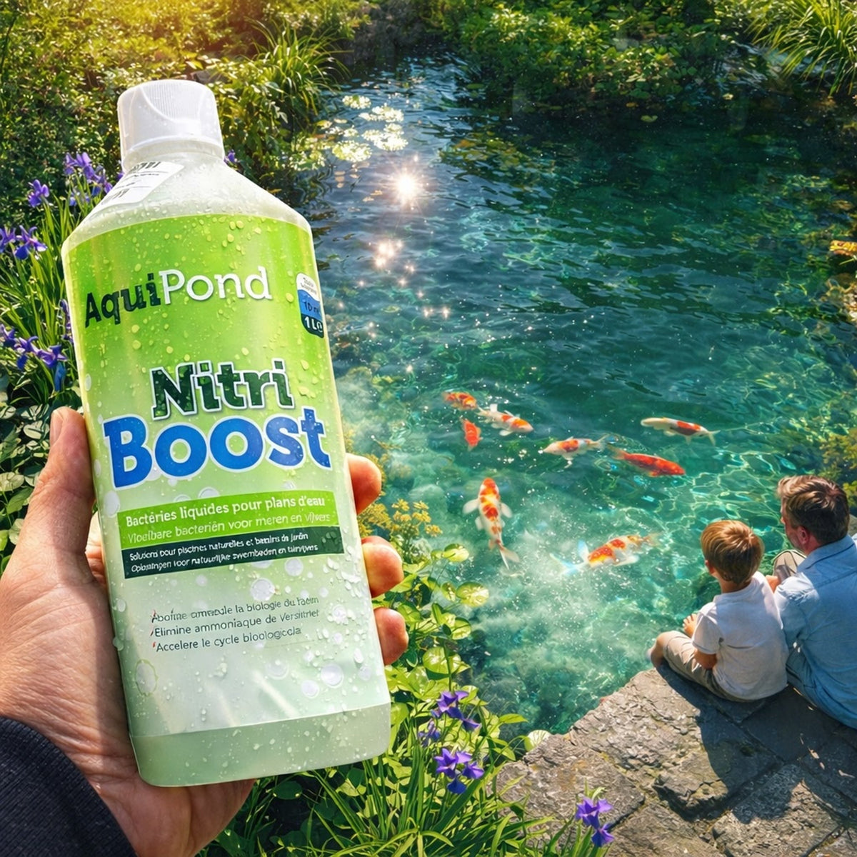 Aquipond NitriBoost 1 L – Bactéries nitrifiantes liquides pour bassin (10 m³)