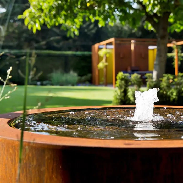 Fontaine Table d'eau Ronde en Acier Corten