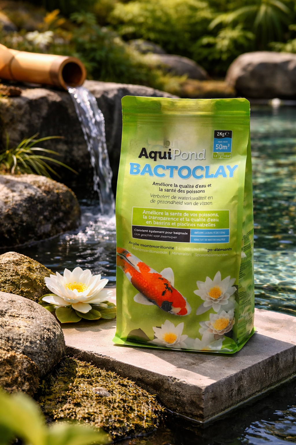 Aquipond BactoClay Argile pour Bassins à Koïs 2kg – Améliore la qualité d’eau et la santé des carpes koïs