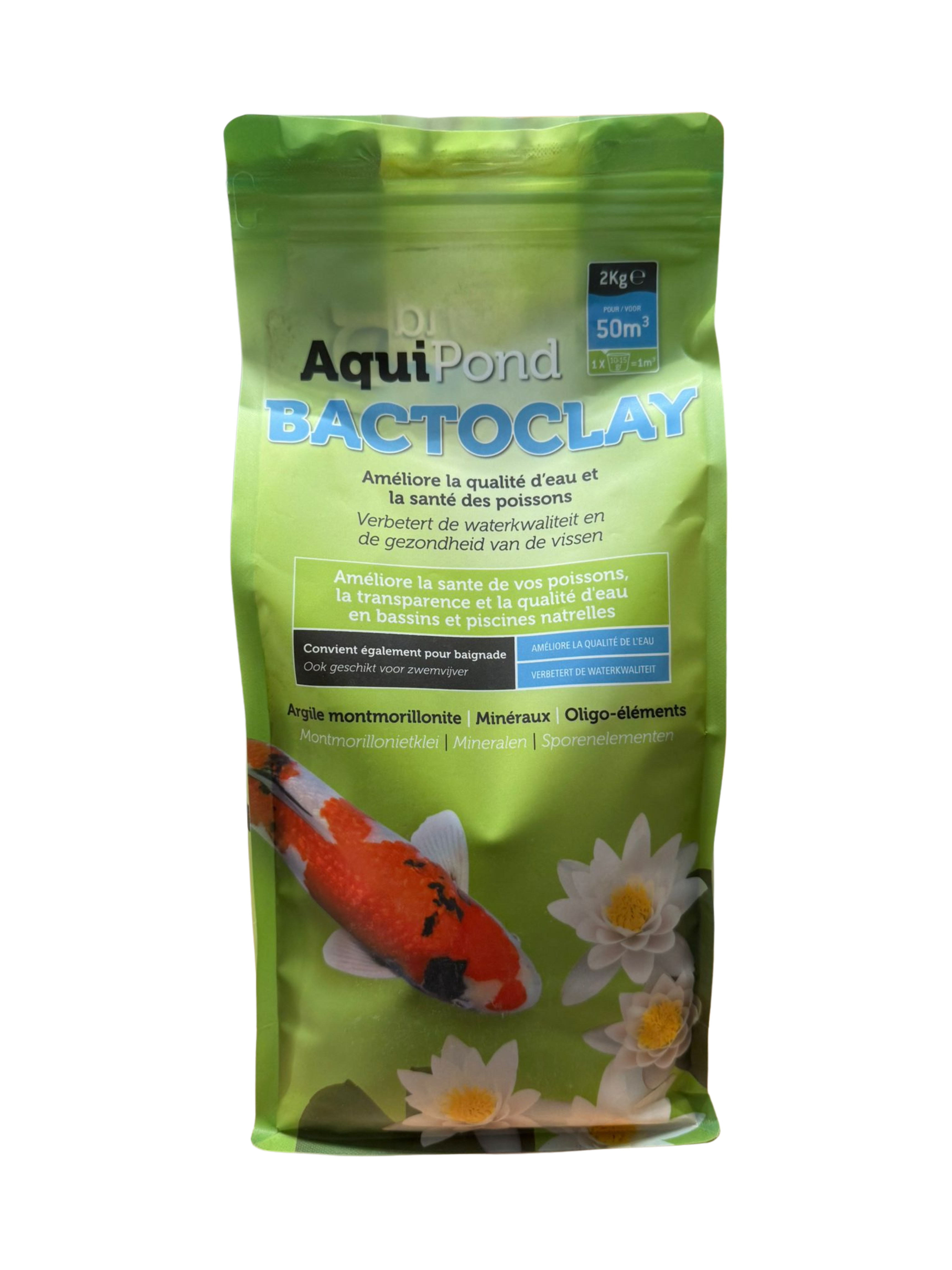 Aquipond BactoClay Argile pour Bassins à Koïs 2kg – Améliore la qualité d’eau et la santé des carpes koïs