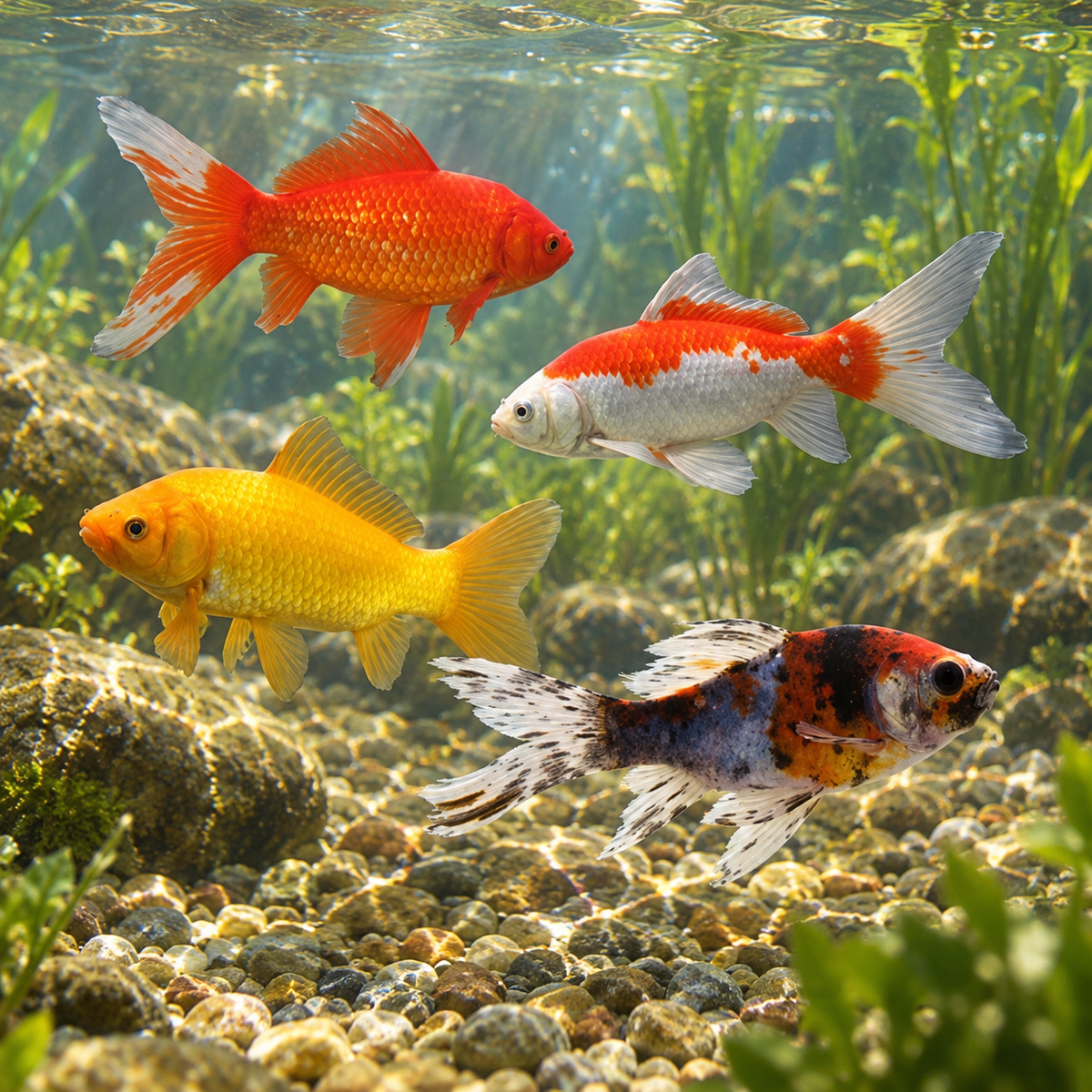 Poisson Rouge Mix - Mix Goldfish dans l’eau — mise en situation illustrative générée
