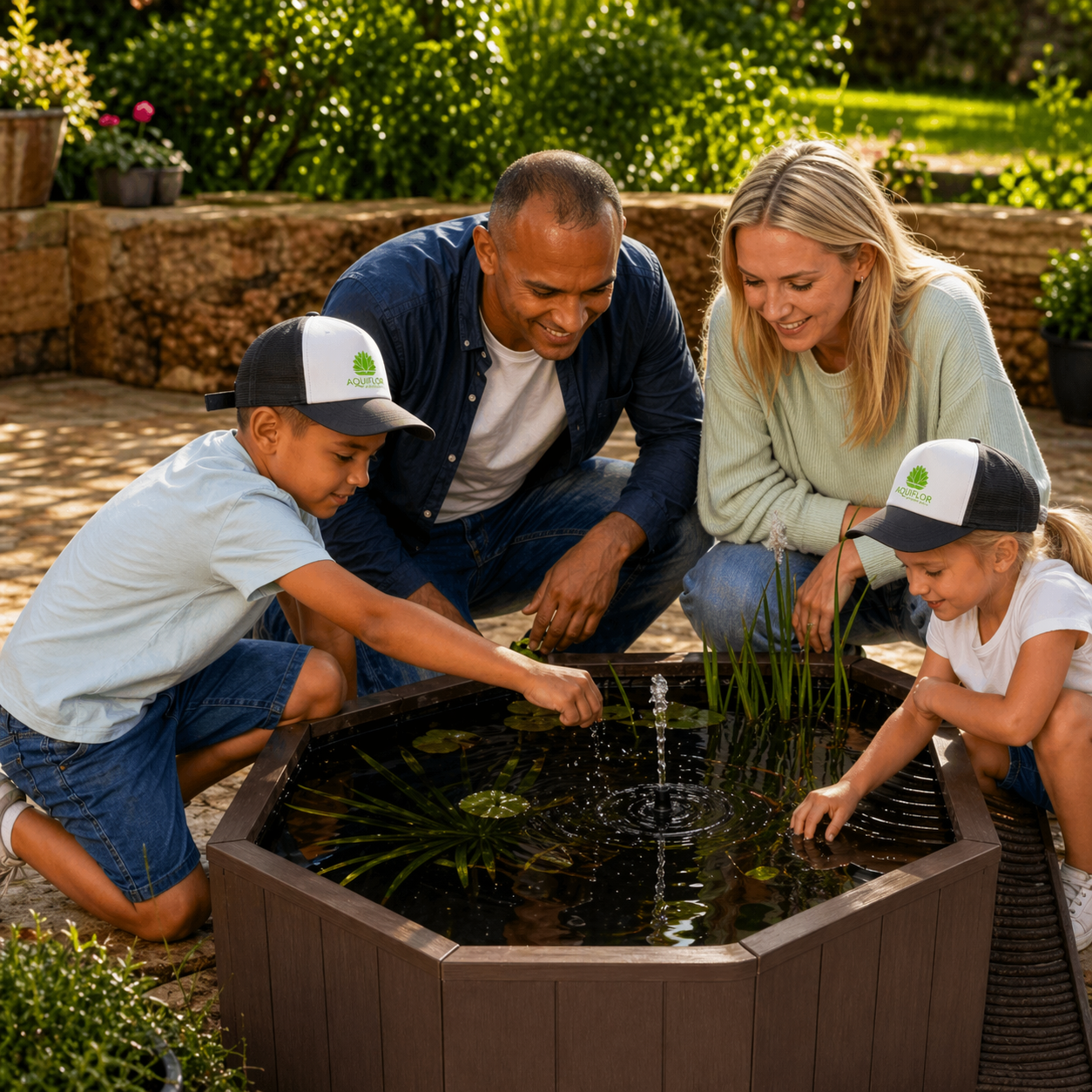 Estanque elevado de 190L - Kit completo con fuente solar y maceta para plantas + escalera para ranas - Aquigarden