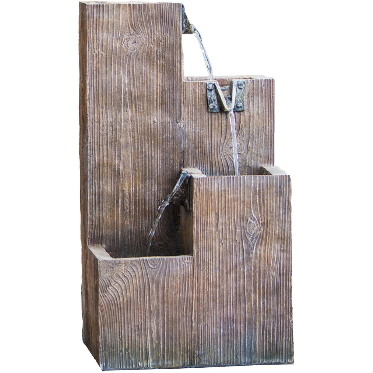 Fontaine à étages Heissner aspect bois avec LED – hauteur 49 cm