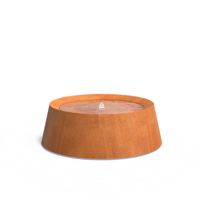 Table d'eau conique Cratère en acier corten - Aquigarden