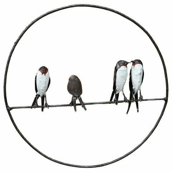 Arrosoir & Persil Cercle Hirondelles - Animal décoratif en métal recyclé 21018