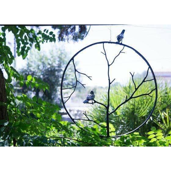Arrosoir & Persil Cercle Mésanges - Animal décoratif en métal recyclé 21021