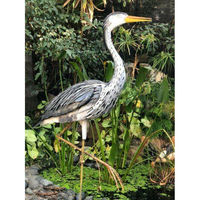 Arrosoir & Persil Héron girouette - Oiseau décoratif en métal recyclé 12037