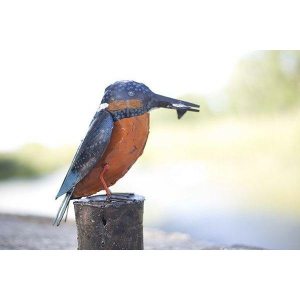 Arrosoir & Persil Martin pêcheur - Oiseau décoratif en métal recyclé 12025
