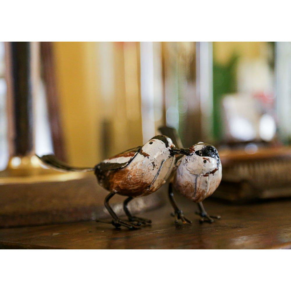 Arrosoir & Persil Mésange à longue queue – Couple - Oiseau décoratif en métal recyclé 11206