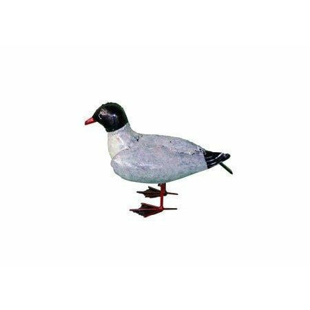 Arrosoir & Persil Mouette au sol ailes fermées - Oiseau décoratif en métal recyclé 12030