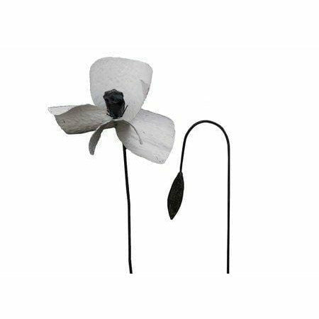 Arrosoir & Persil Pavot blanc & bouton géant - Végétal décoratif en métal recyclé 18027