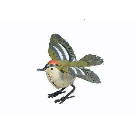 Arrosoir & Persil Roitelet ailes ouvertes - Oiseau décoratif en métal recyclé 11021