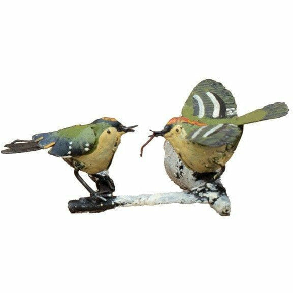 Arrosoir & Persil Roitelet sur branche – Couple - Oiseau décoratif en métal recyclé 11208