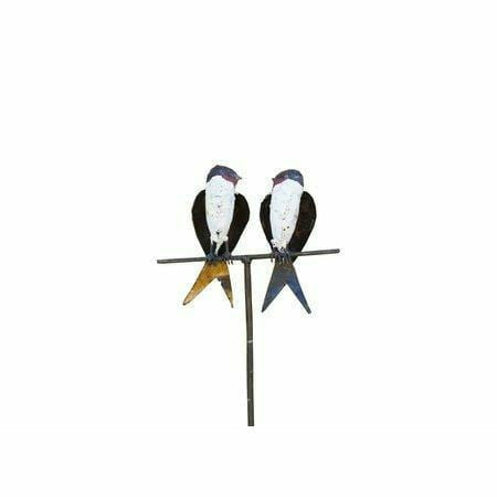 Arrosoir & Persil Tuteur 2 Hirondelles - Oiseau décoratif en métal recyclé 15006