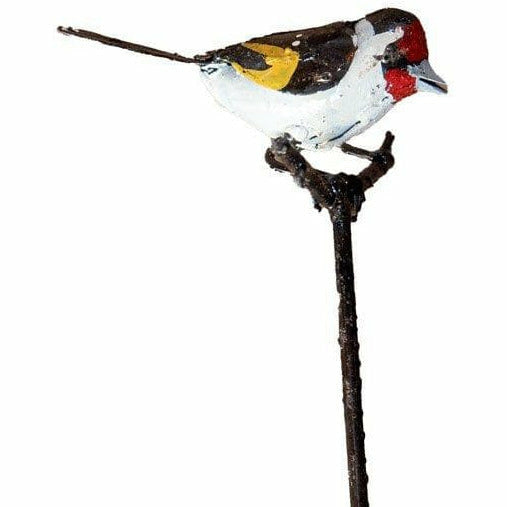 Arrosoir & Persil Tuteur Chardonneret élégant - Oiseau décoratif en métal recyclé 15002