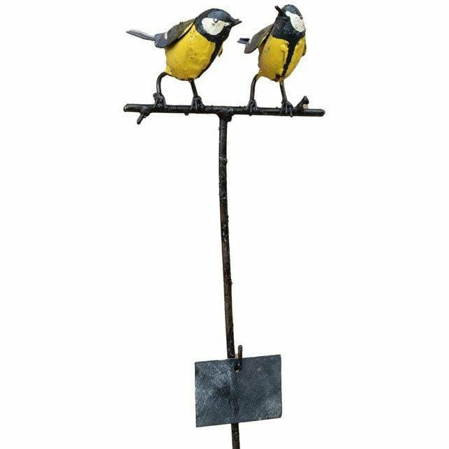 Arrosoir & Persil Tuteur couple de Mésange - Oiseau décoratif en métal recyclé 15010
