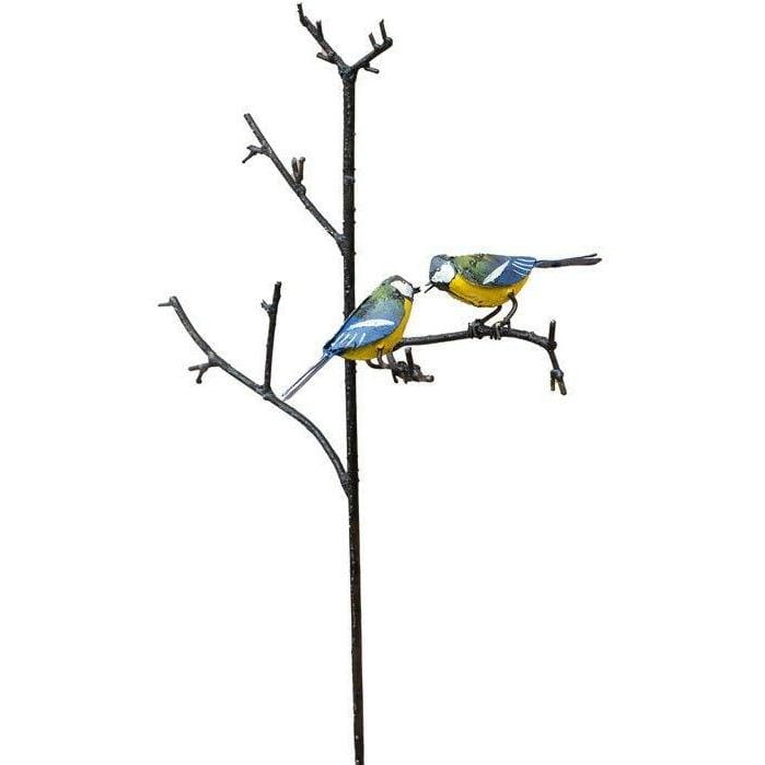 Arrosoir & Persil Tuteur Mésange / 2 oiseaux sur branche - Oiseau décoratif en métal recyclé 15020