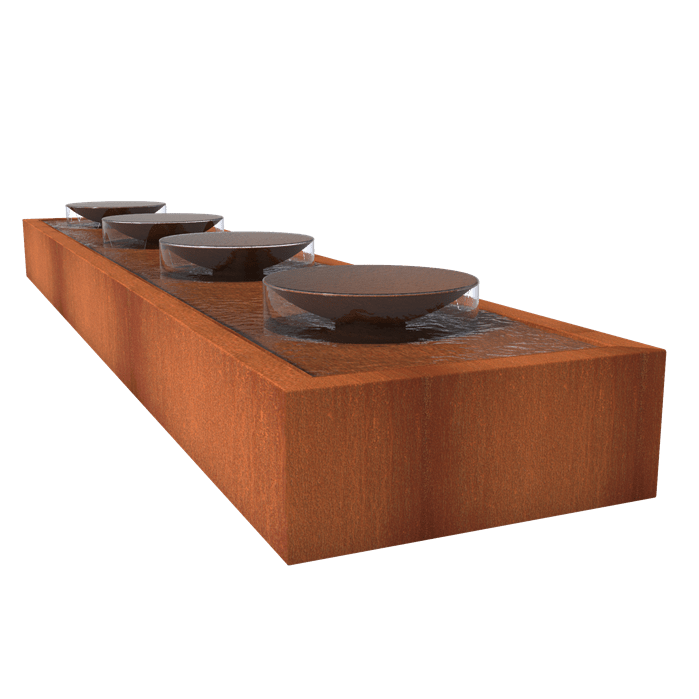 Foudebassin.com Tables d'eau Table d'eau avec 4 bols d'eau en acier corten 500 x 100 x 40CM CBS2