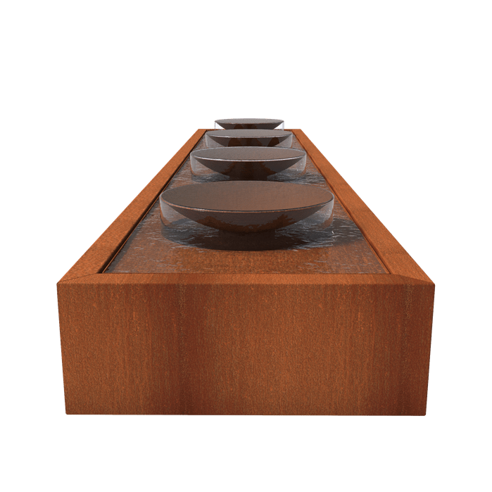 Foudebassin.com Tables d'eau Table d'eau avec 4 bols d'eau en acier corten 500 x 100 x 40CM CBS2