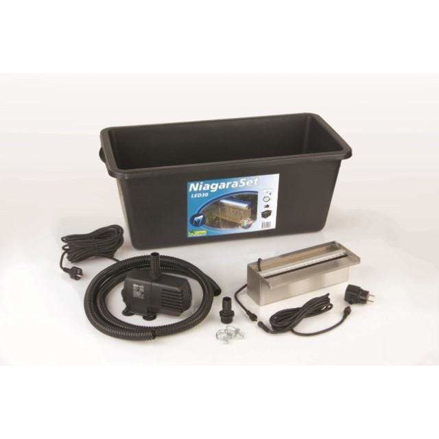 Ubbink Lames d'eau SET NIAGARA 30 LED - cascade NIAGARA 30 LED, 2300 l/h, conteneur 65l Quadra I, tuyau 2m - für eine Einbauhöhe von max. 50 cm 8711465120982 1312098