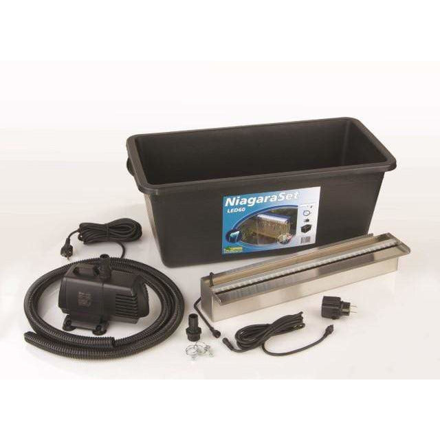 Ubbink Lames d'eau SET NIAGARA 60 LED - cascade NIAGARA 60 LED, 3900 l/h, conteneur 65l Quadra I, tuyau 2m - für eine Einbauhöhe von max. 75 cm 8711465120999 1312099