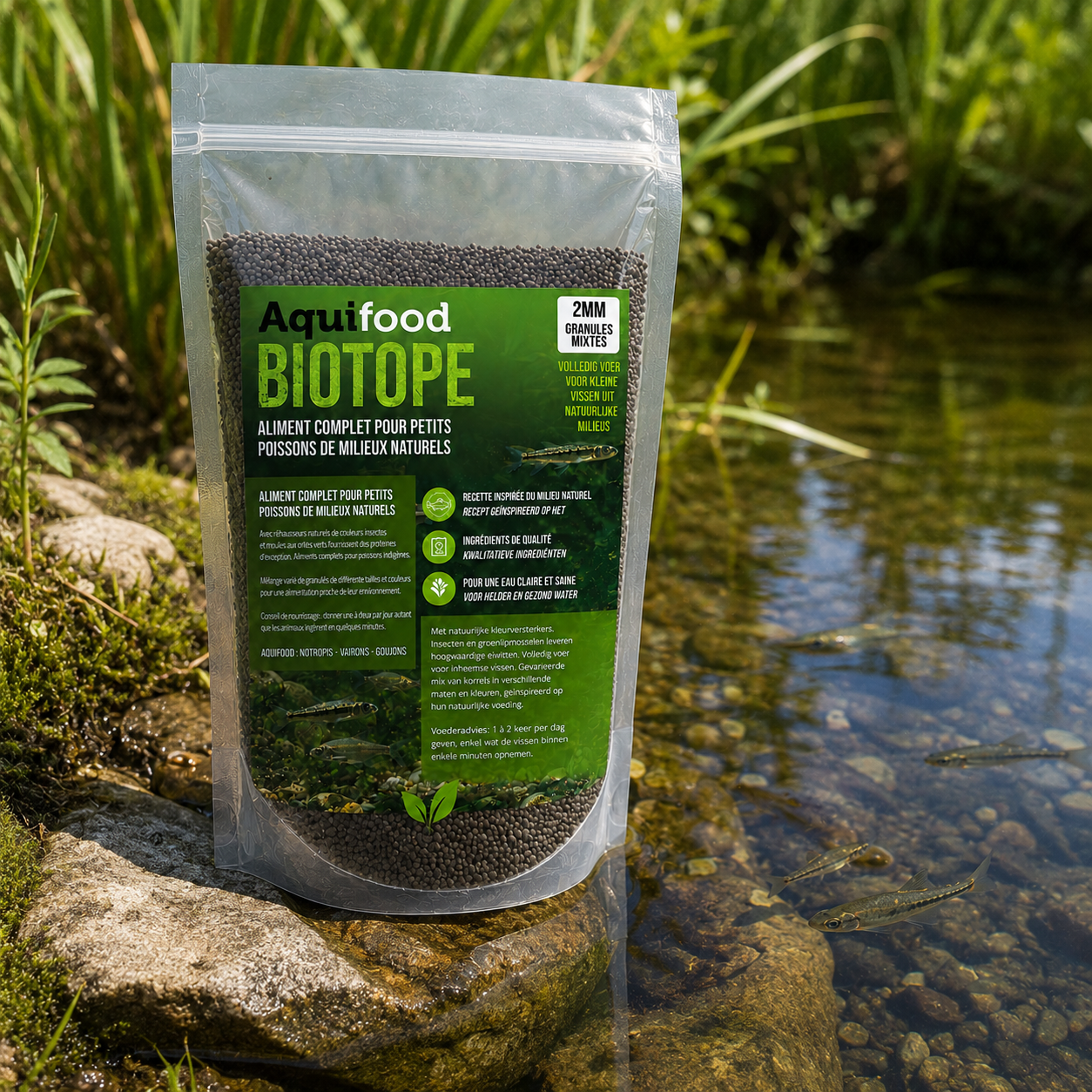 Aquifood Biotope - Nourriture pour poissons indigènes & petits poissons - 600G - Vairons, Notropis, Goujons, ...