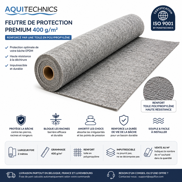 Feutre géotextile 400 g/m² pour bâche d'étang - Au m²