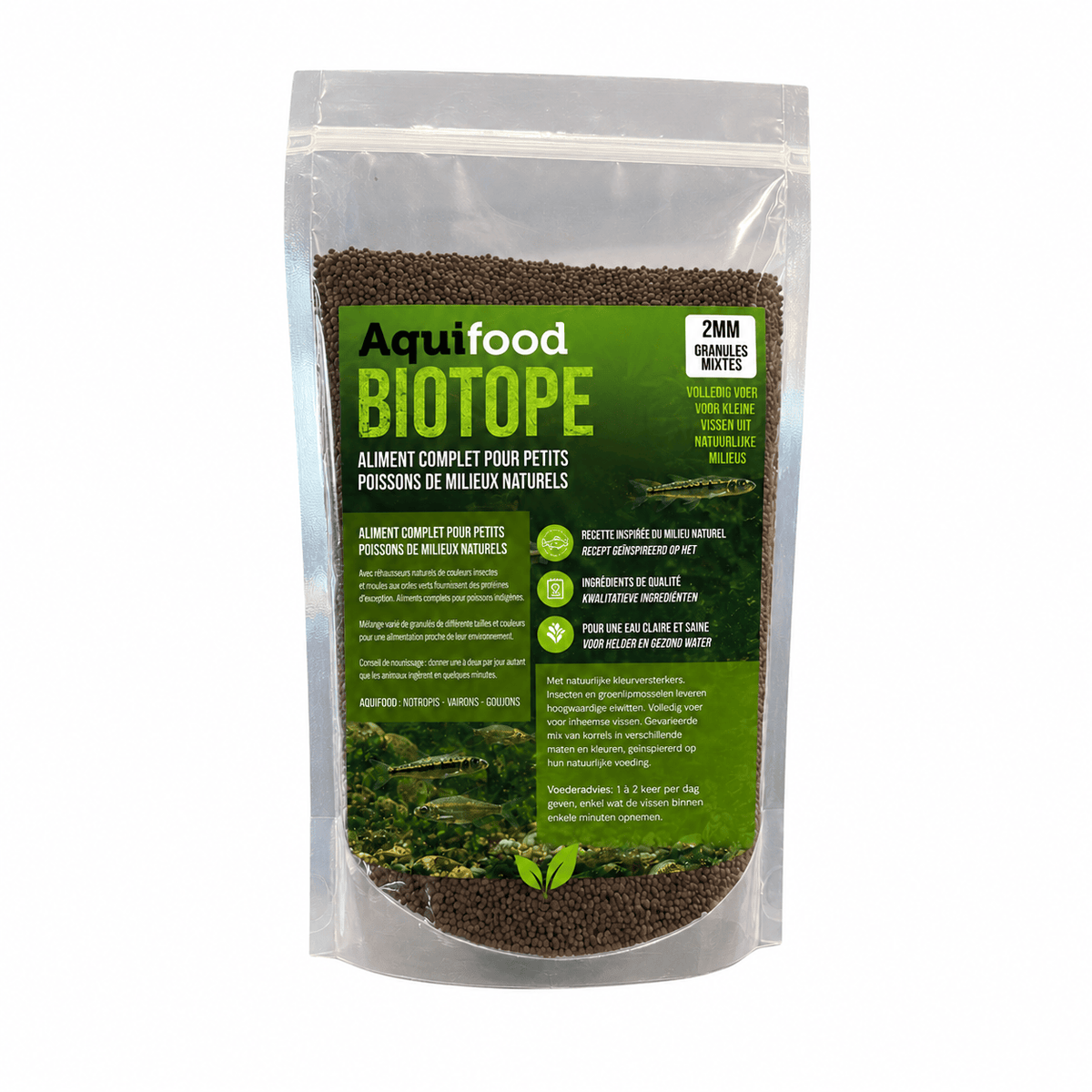 Aquifood Biotope 2 mm – 600 g – Nourriture pour poissons indigènes & petits poissons (vairons, goujons, bouvières)