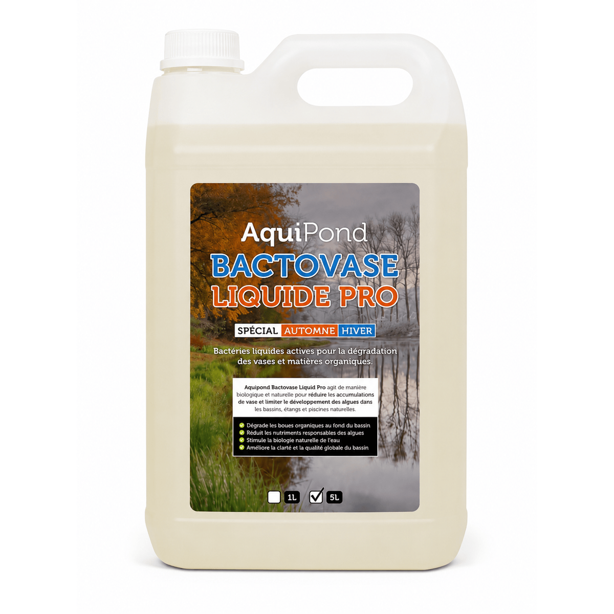 Aquipond Bactovase Liquide 5 L – Bactéries contre la vase organique du bassin