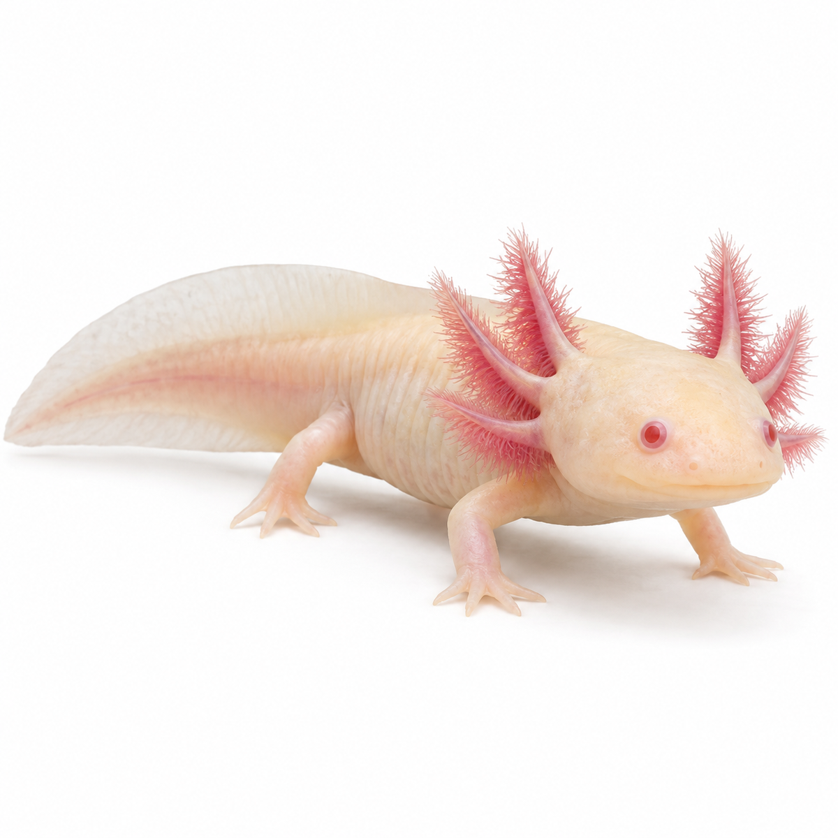 Axolotl albinos sur fond blanc — illustration générée