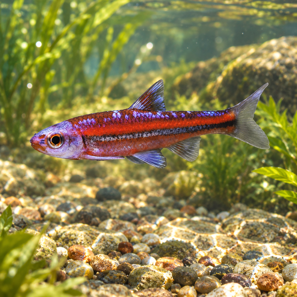 Notropis chrosomus - Regenboogelrits dans l’eau — mise en situation illustrative générée