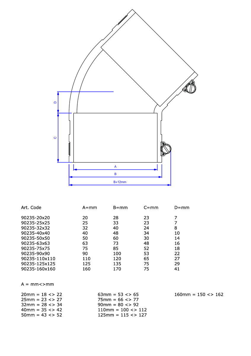 Courbe souple EPDM (45°) 20 mm — Aquitechnics — vue 2
