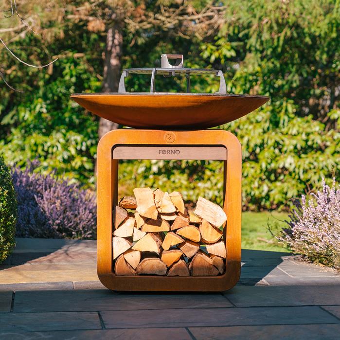 Brasero plancha Braise en acier corten - feu de bois - Aquigarden