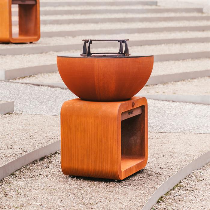 Brasero plancha Braise Globe en acier corten - Ø 80 cm - Aquigarden