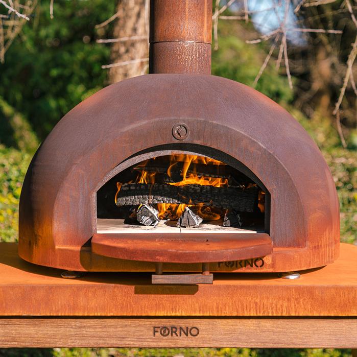 Four à pizza au feu de bois Voûte en acier corten - Aquigarden