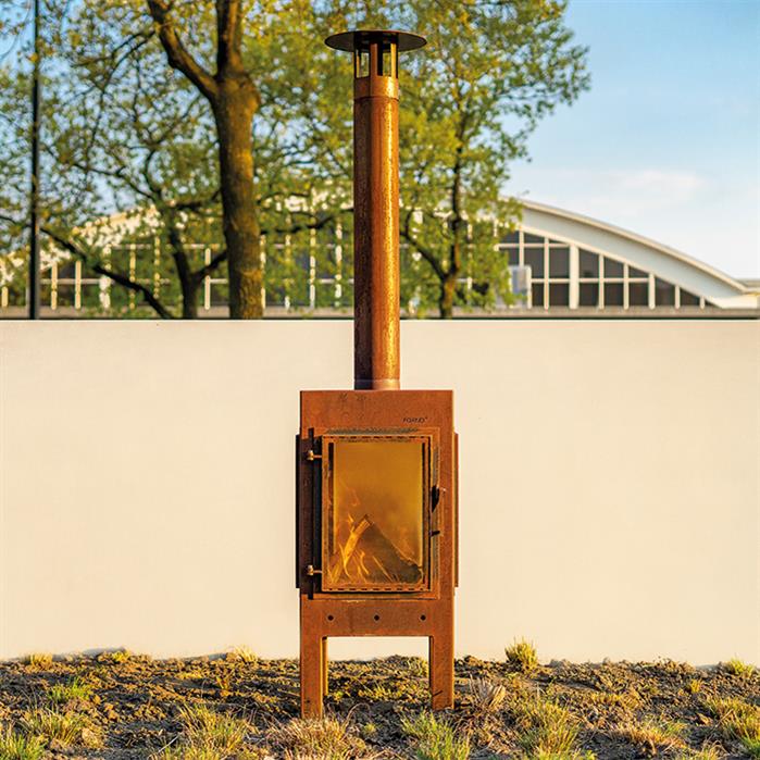 Poêle d'extérieur Monolithe - foyer ouvert 4 faces - Aquigarden