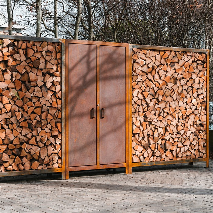 Range-bûches Stère - acier corten ou laqué noir - Aquigarden