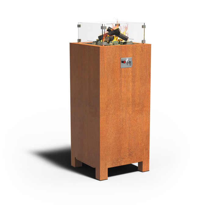 Table à feu gaz Lumen - corten ou aluminium - Aquigarden