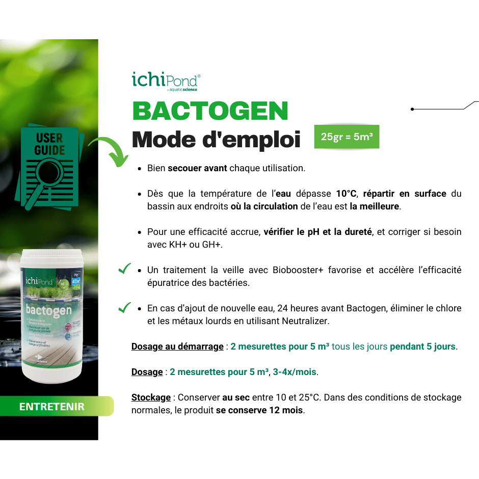 Aquatic Science Bactéries Bactogen pour 12m³ - Bactéries d'entretien de la filtration & maintenance de bassin 5425009252567 NEOBAC012B