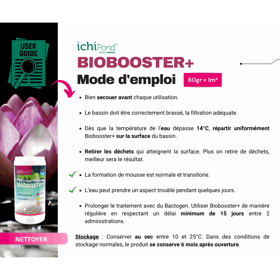 Aquatic Science Produits d'entretien Biobooster+ pour 12m³ - Le nettoyeur du bassin 5425009253588 NEOBBP012B