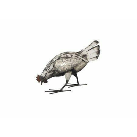 Arrosoir & Persil Poule blanche picore - Oiseau décoratif en métal recyclé 13013