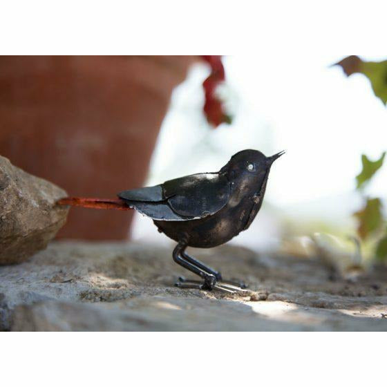 Arrosoir & Persil Rouge queue - Oiseau décoratif en métal recyclé 11014