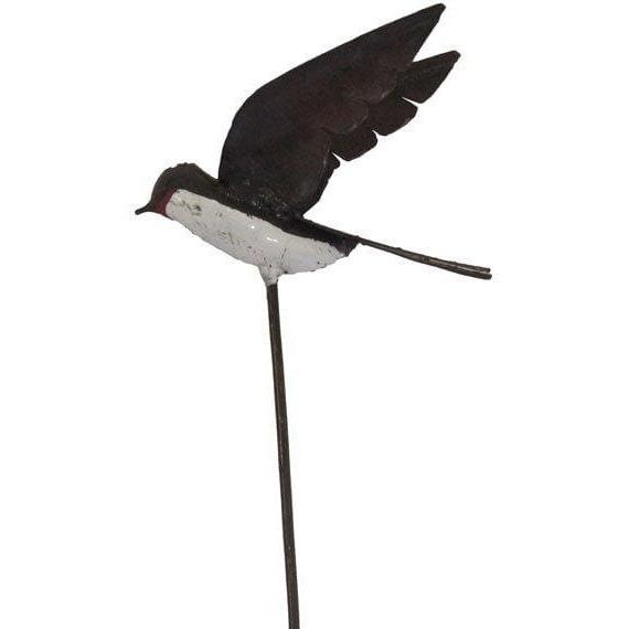 Arrosoir & Persil Tuteur hirondelle ailes ouvertes - Oiseau décoratif en métal recyclé 15022