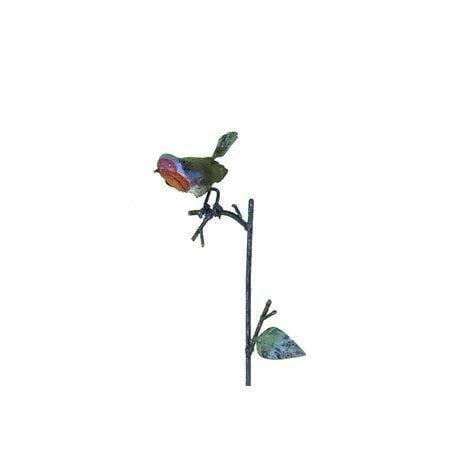 Arrosoir & Persil Tuteur jardinière Rouge gorge - Oiseau décoratif en métal recyclé 15031