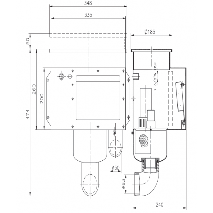 Astral Pool Skimmers RVS Skimmer A-203 - Skimmer Couvercle Droite 07665-0900 * 8432611022386 16694