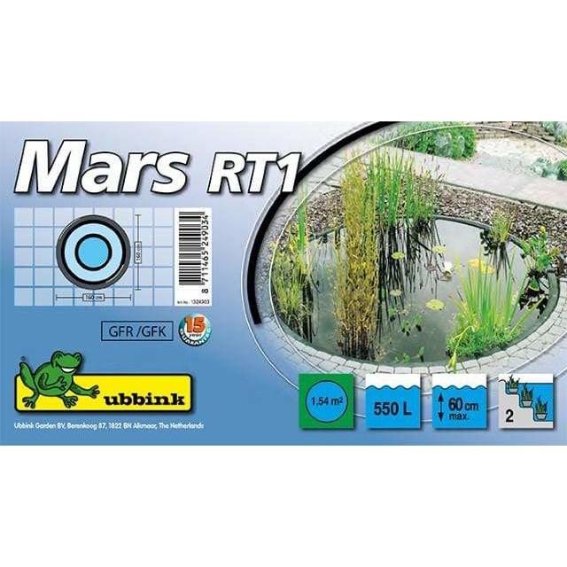 FOUDEBASSIN.COM UBBINK MARS RT1 - bassin préformé - polyester renforcé de fibres de verre GFK, surface 1,54 m², profondeur max 35/60 cm, volume d'eau 550 l - H35/60 x Ø160 cm 8711465249034 1324903