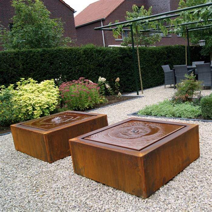 Foudebassin.com Tables d'eau Table d'eau en acier corten 120 x 120 x 40CM - Avec 1 fontaines + LED CB11