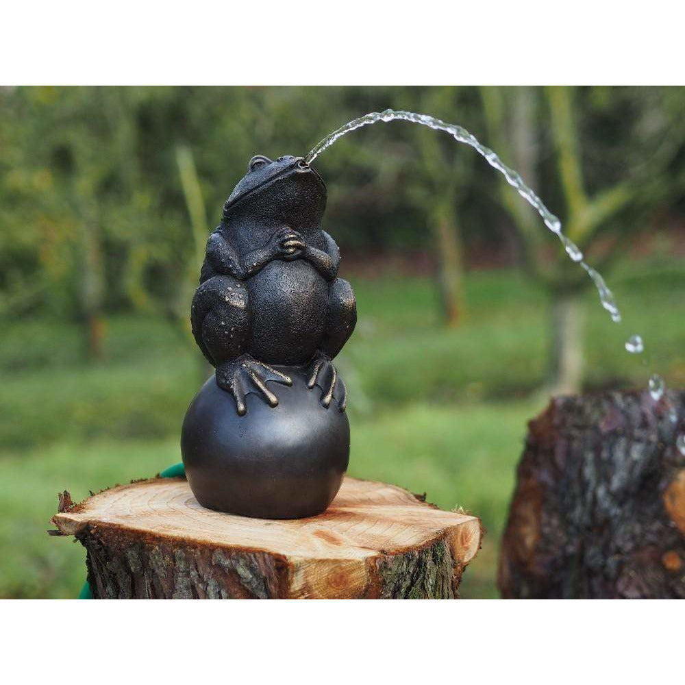 Thermobrass Bronzes de jardin Statue en bronze grenouille cracheuse 34CM